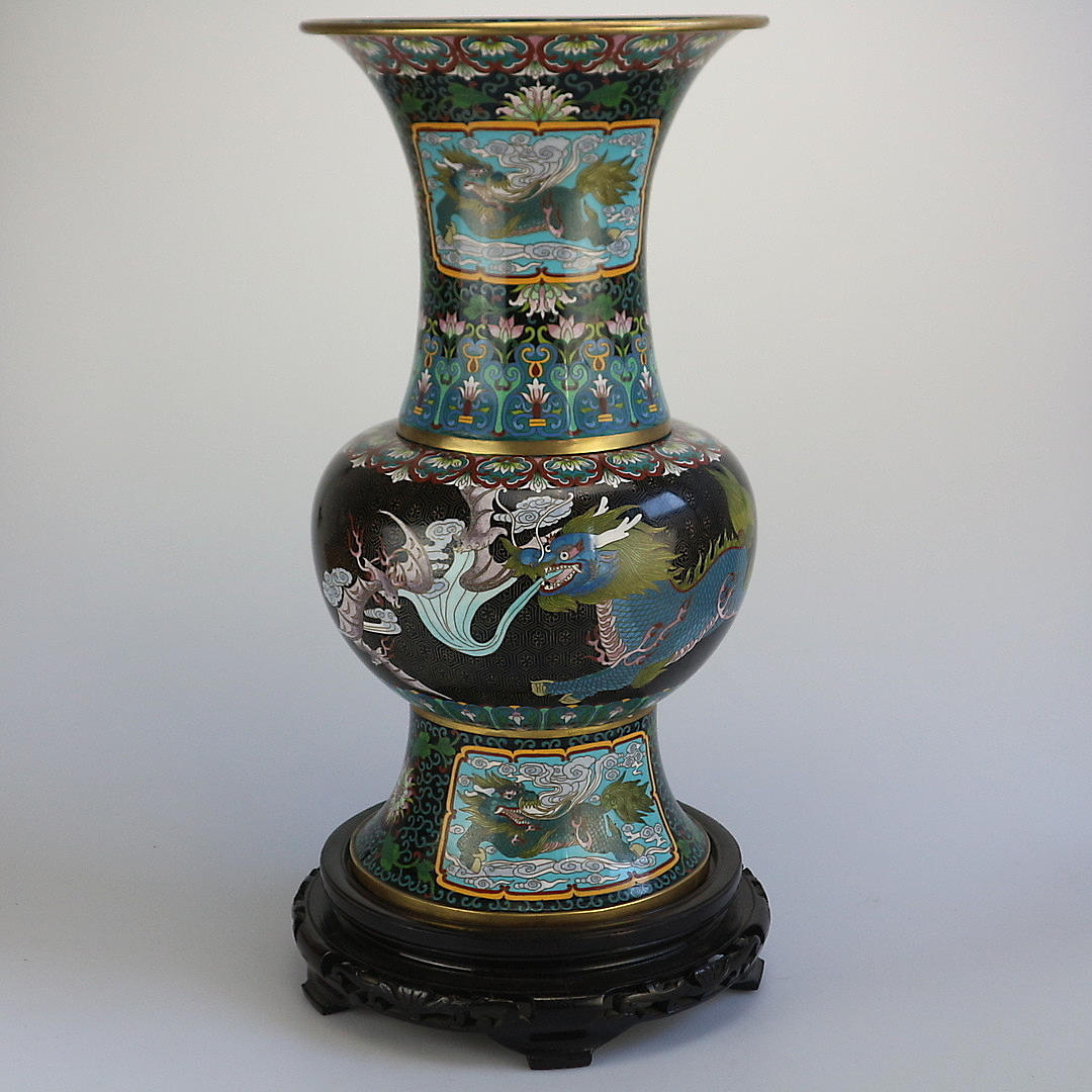 ANTIK KINESISK CLOISONNÉ VASE EMALEL.