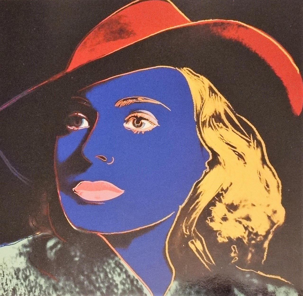 ANDY WARHOL. Ingrid Bergman, rödblå, offset, 1983.