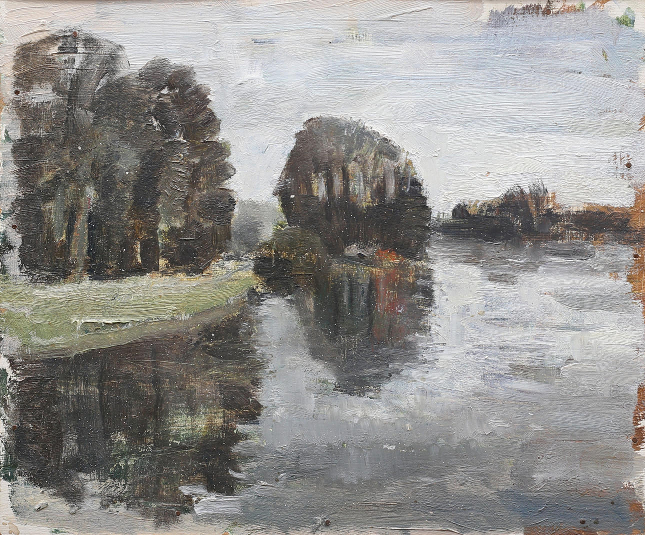 THOMAS LARSSON. "Helge å, Vinter", oil on Board, signed.