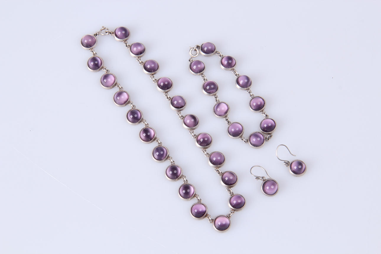 SMYCKESSET, Silver, Ametister, Mattsson & Olsson, Malmö, 1950-tal.