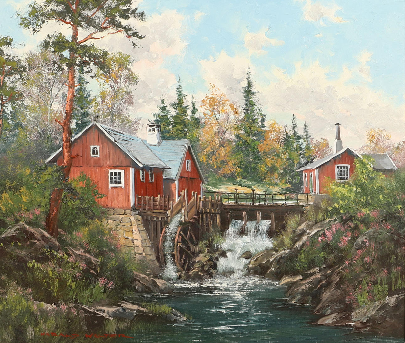 HARALD WALTER. Mill, oil on canvas, signed.