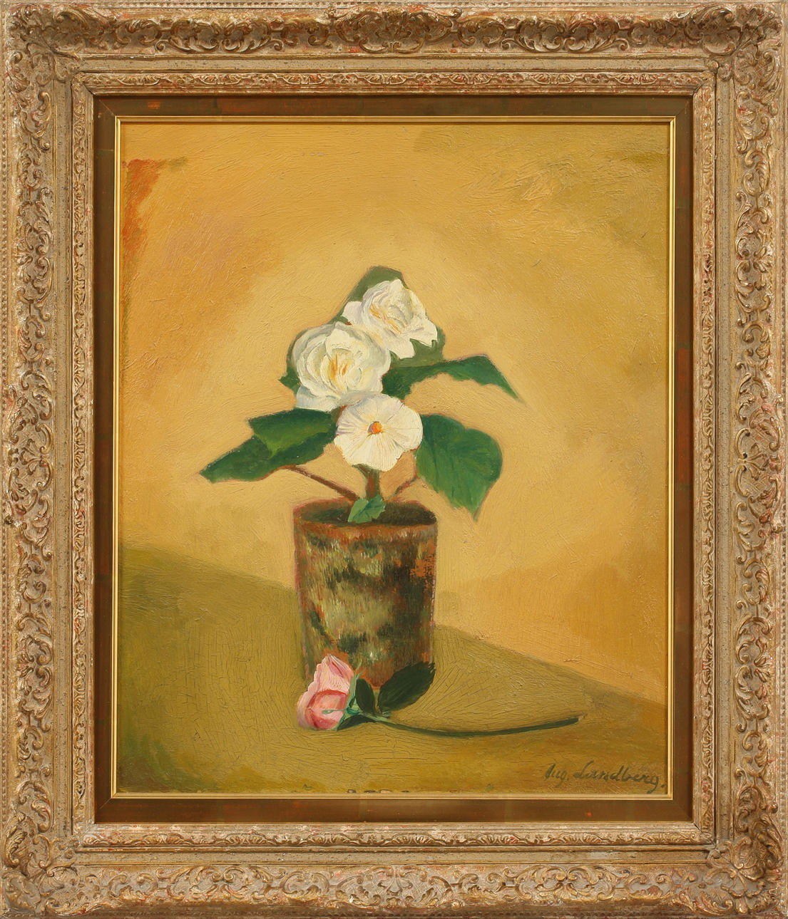 AUGUST LUNDBERG, olja på pannå, sign.