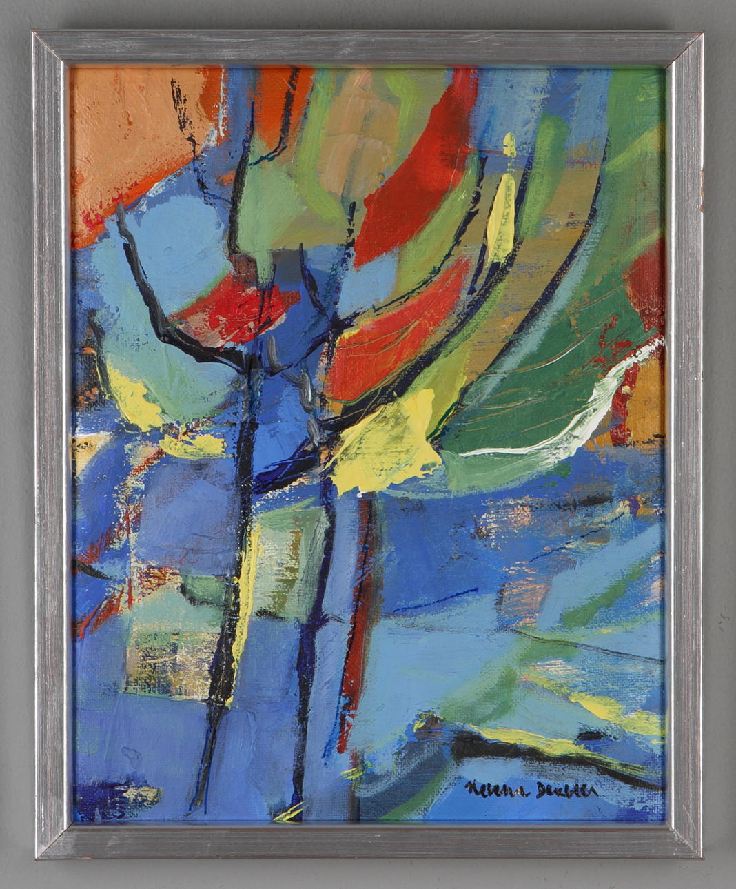 HELENA DEUBLER. Komposition, olja på duk, signerad.