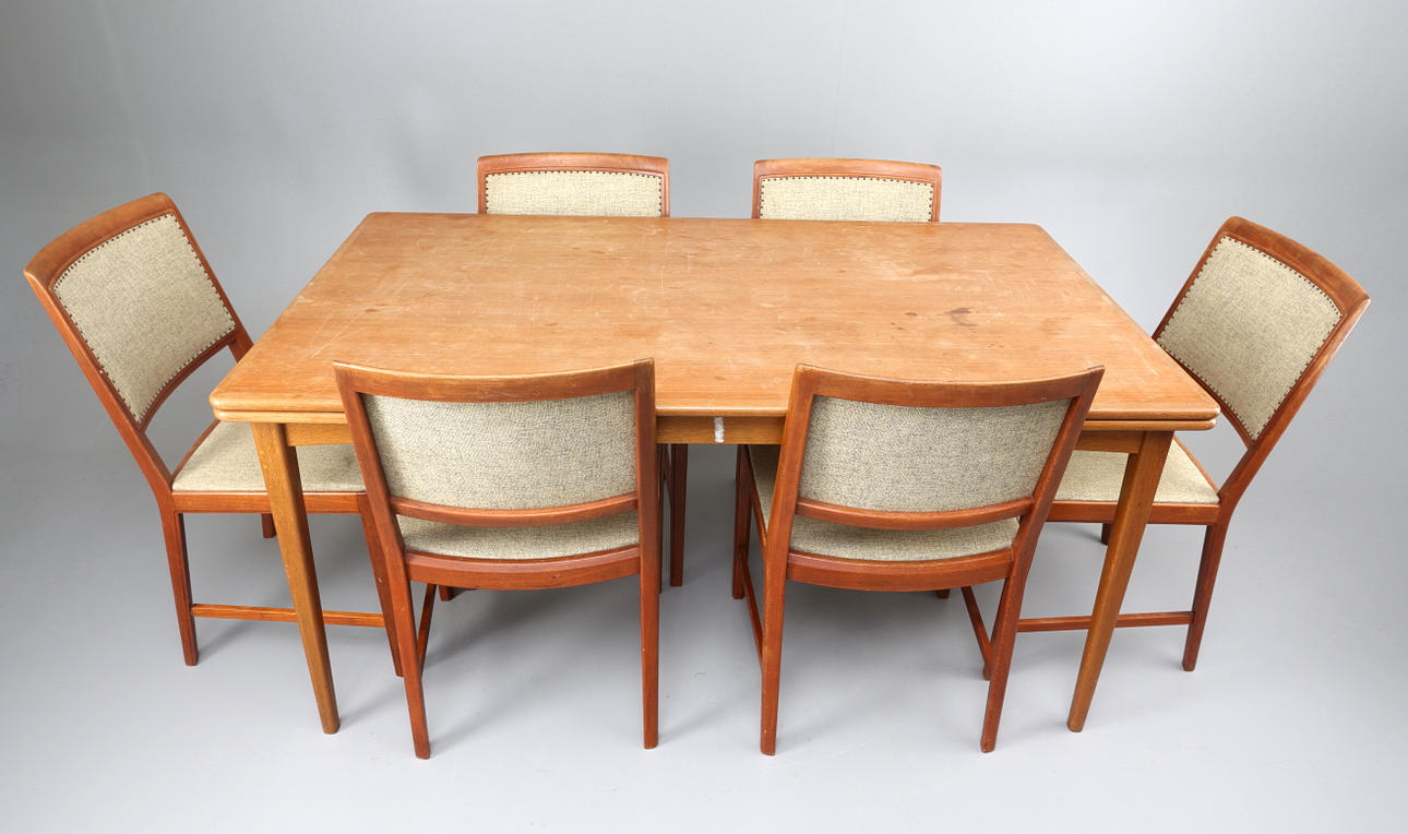 BERTIL FRIDHAGEN. MATBORD samt Stolar, 7 stycken, Bodafors.