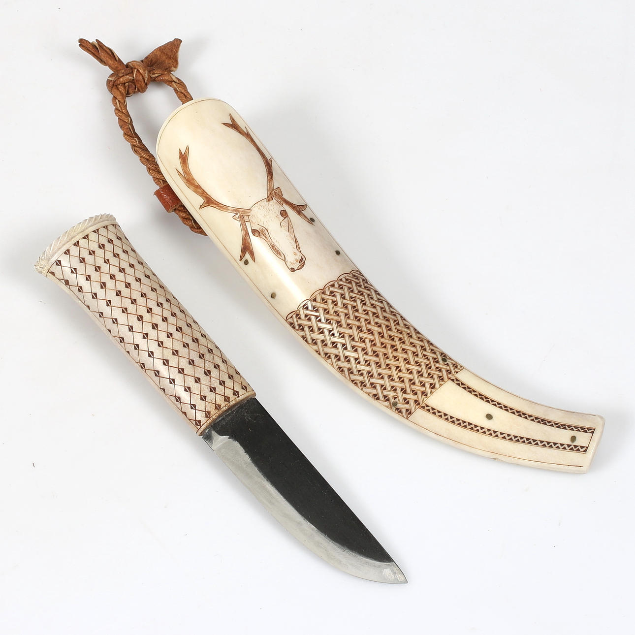 SVEN ÅKE RISFJELL. Knife, full horn, Vilhelmina, signed and dated -91.