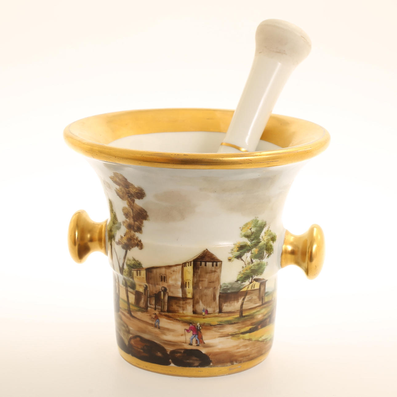 MORTEL med STÖT, bemålat porslin.