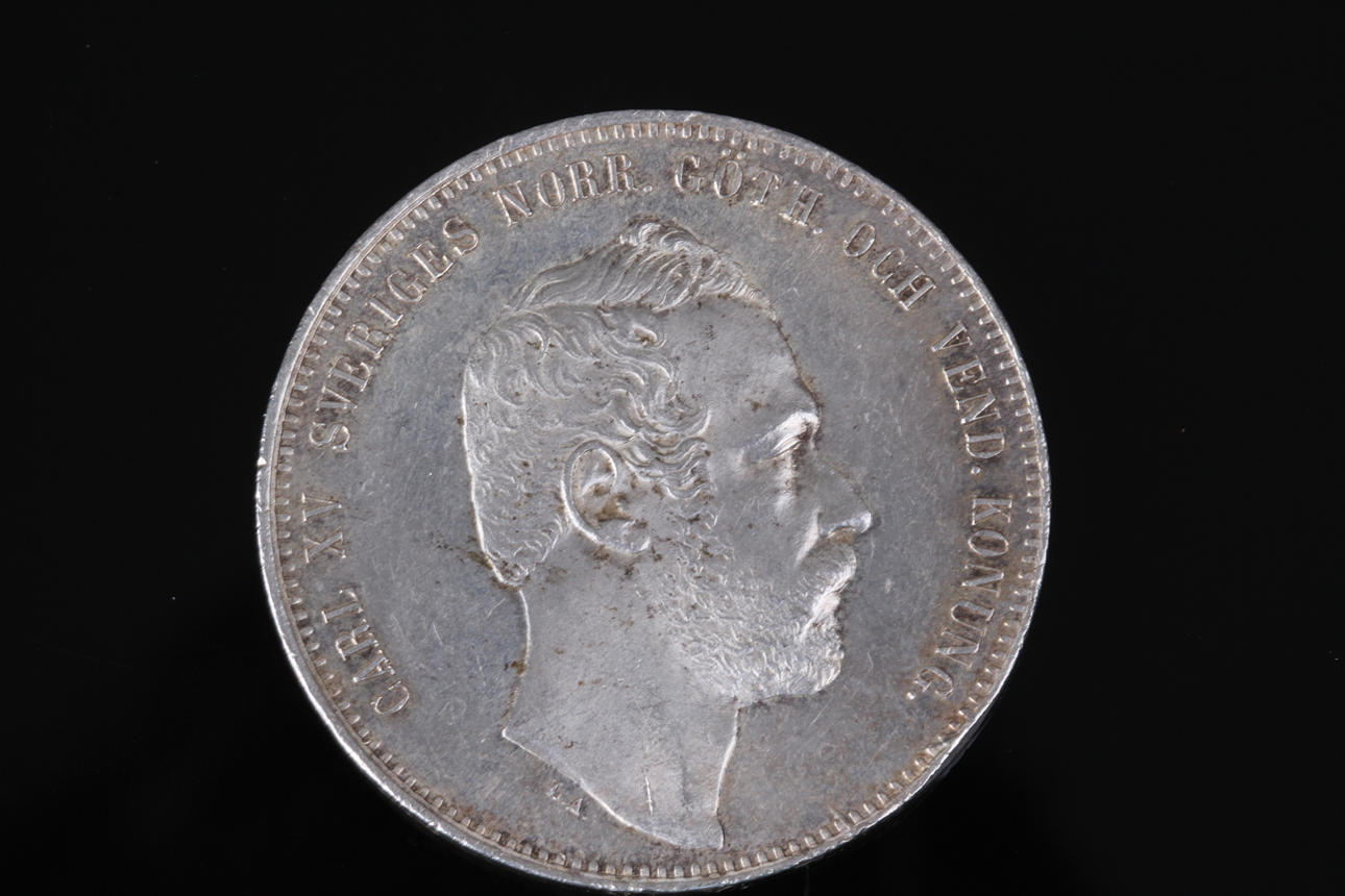 RIKSMYNT, Silver, 4 Riksdaler, Karl XV Sverige-Norge, 1864.