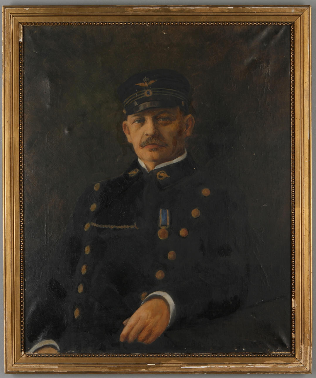 OKÄND KONSTNÄR. Porträtt av stins, olja på duk, otydligt signerad, 1900-tal.