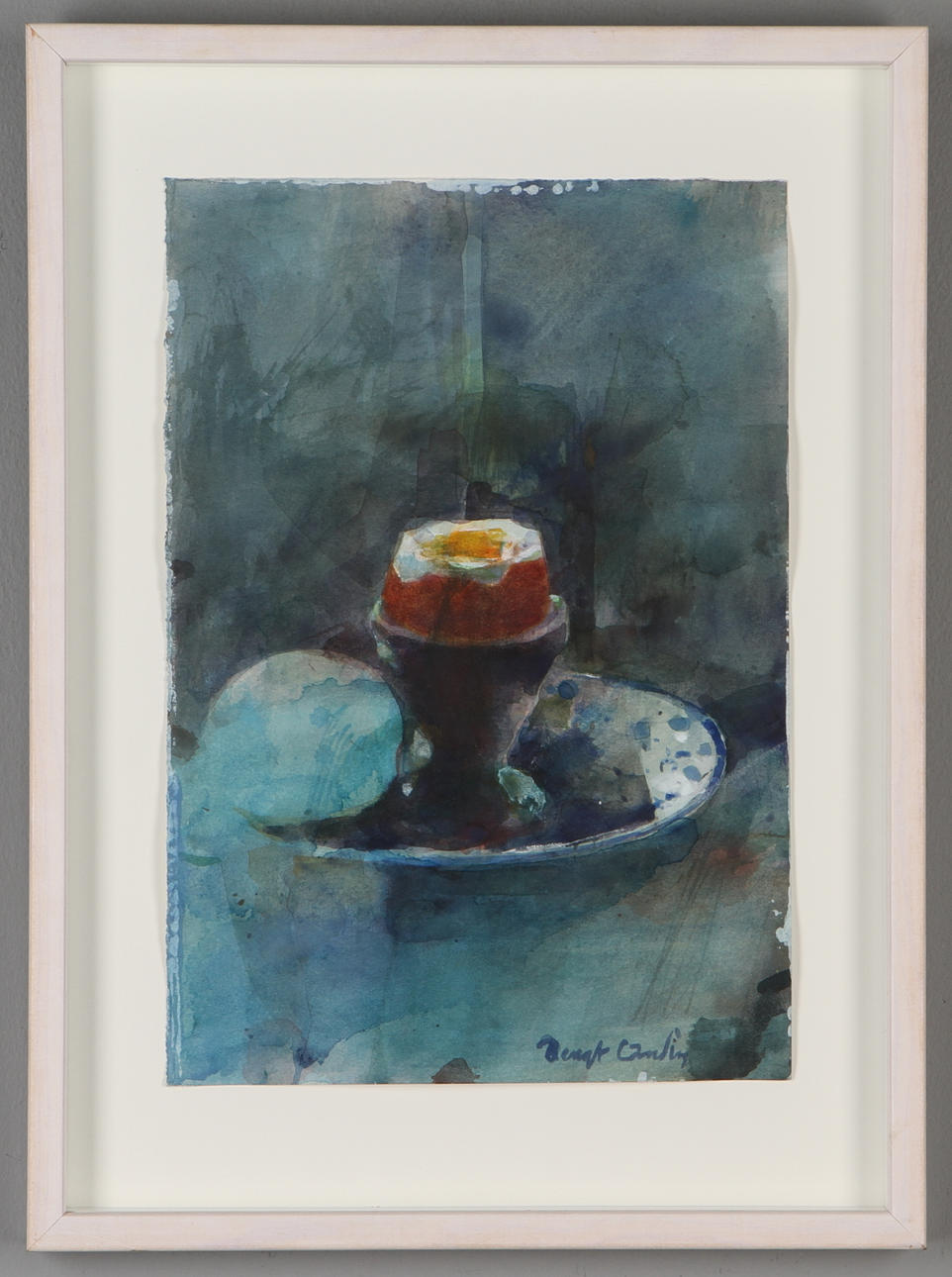 BENGT LANDIN. "Äggkopp", akvarell, signerad.
