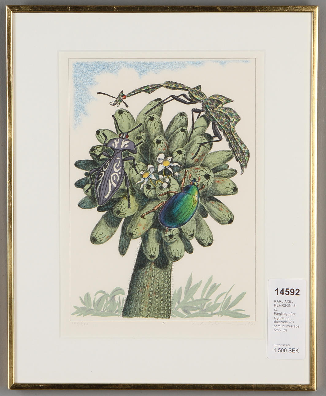KARL AXEL PEHRSON. 3 st. Färglitografier, signerade, daterade -73 samt numrerade /285.