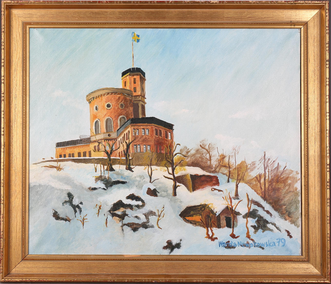 WANDA NOWAKOWSKA. Kastellet, Stockholm. Olja på duk, signerad och daterad 79.