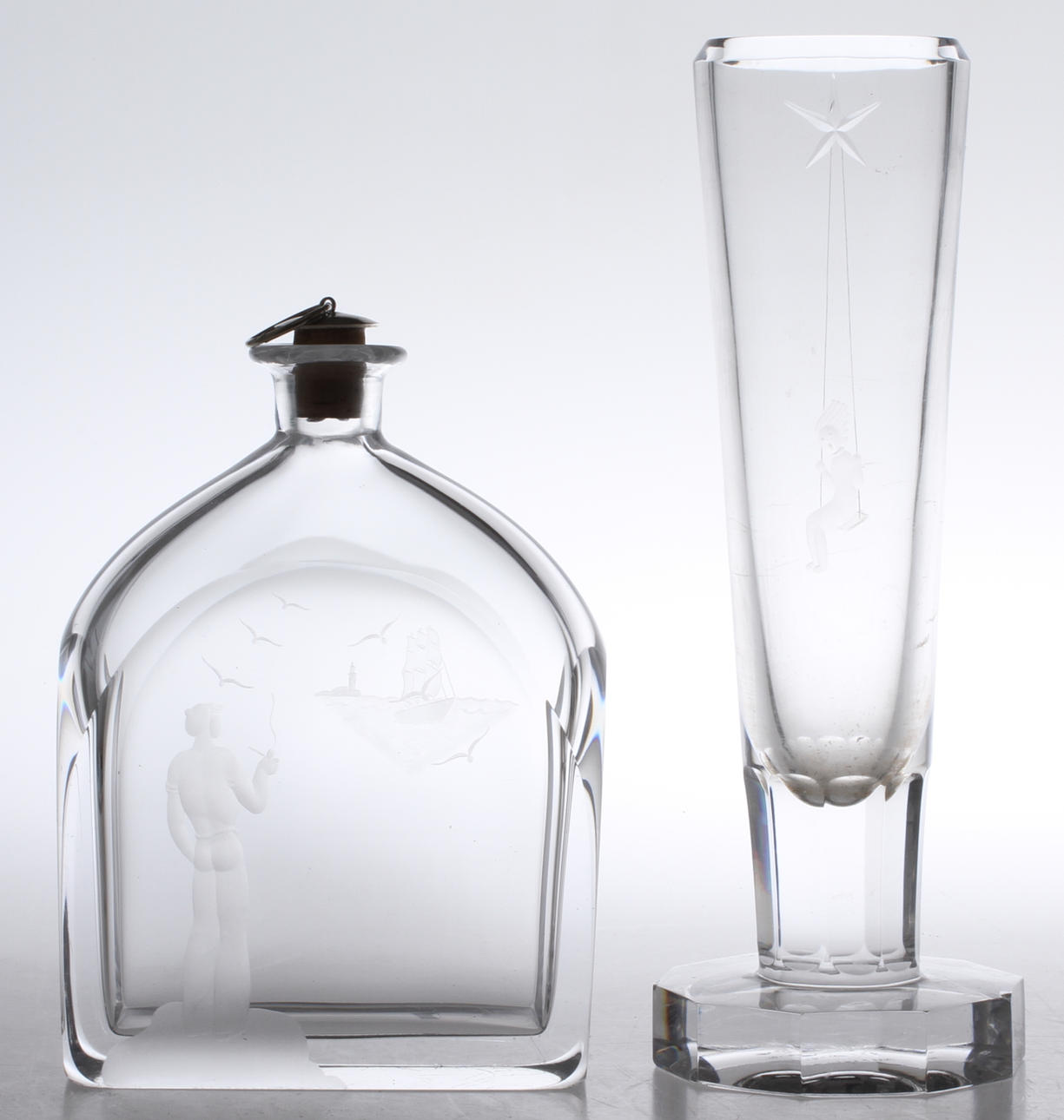 PARTI GLAS, 2 delar, Nils Landberg samt Elis Bergh, 1900-talets första hälft.