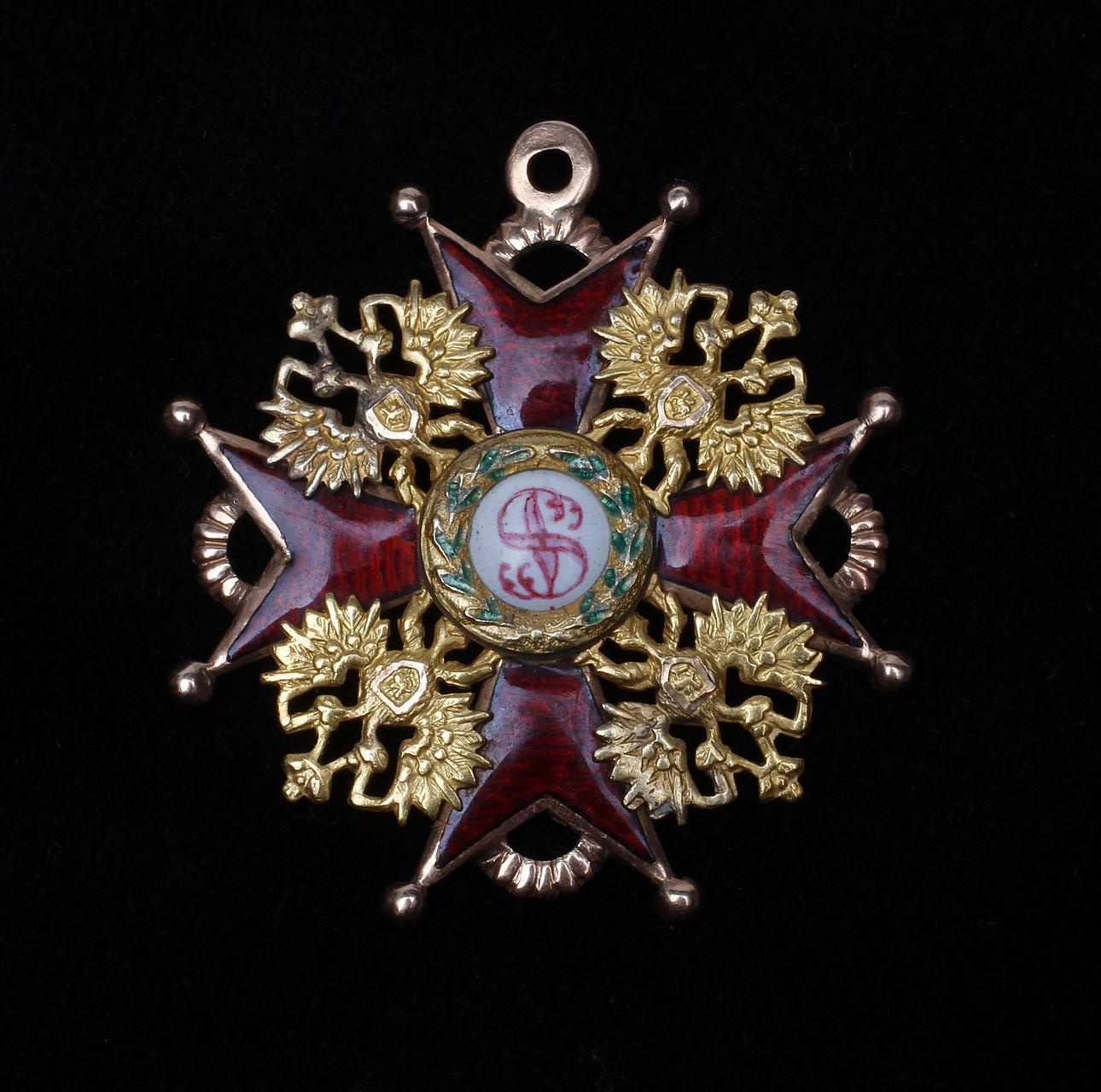 MEDALJ, 14k guld, St Stanislaus Ordern, Ryssland, 1800-talets slut, vikt ca 10 gram.