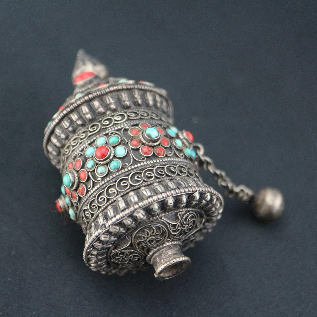 ANTIKE TIBETISCHE MANI CHUSKOR GEBETSMÜHLE.