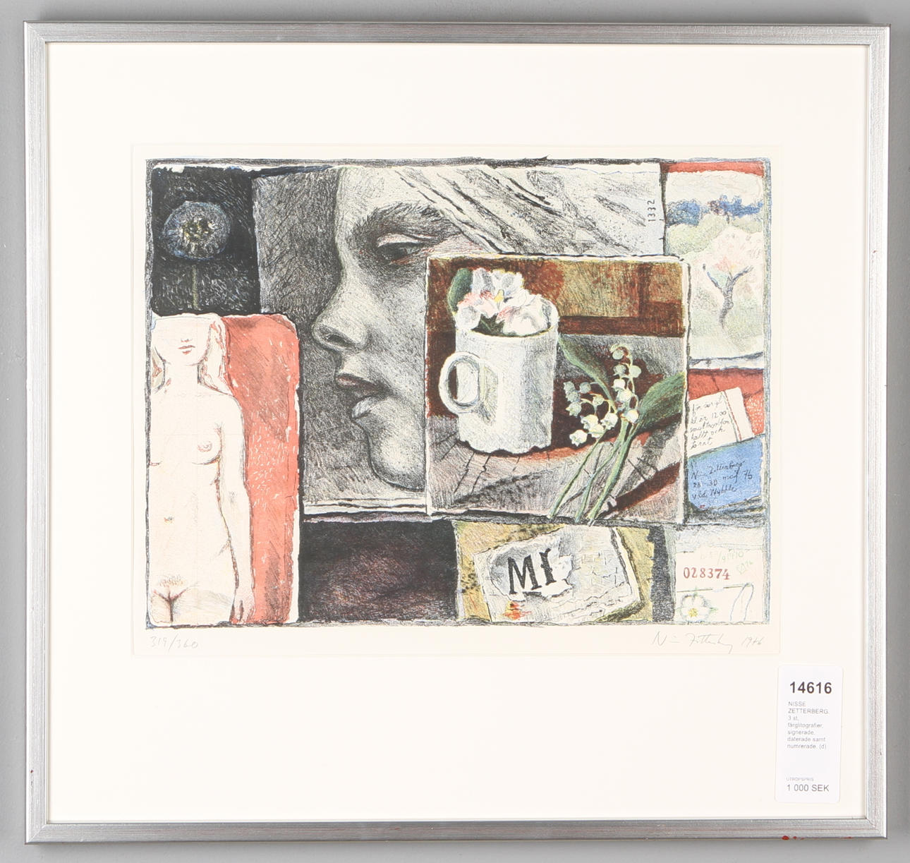 NISSE ZETTERBERG. 3 st, färglitografier, signerade, daterade samt numrerade.