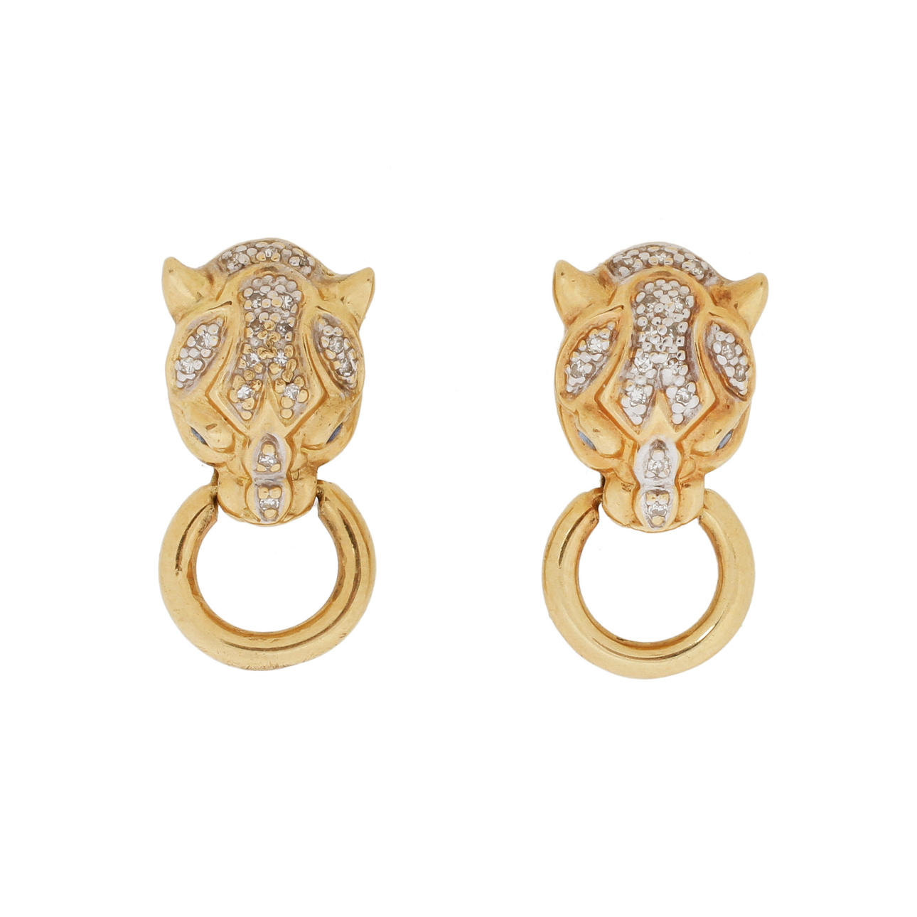 ÖRHÄNGEN, 1 par, 18k rödguld med 2 safirer samt 17 diamanter per örhänge, totalt ca 0,17ct. 5,2g.