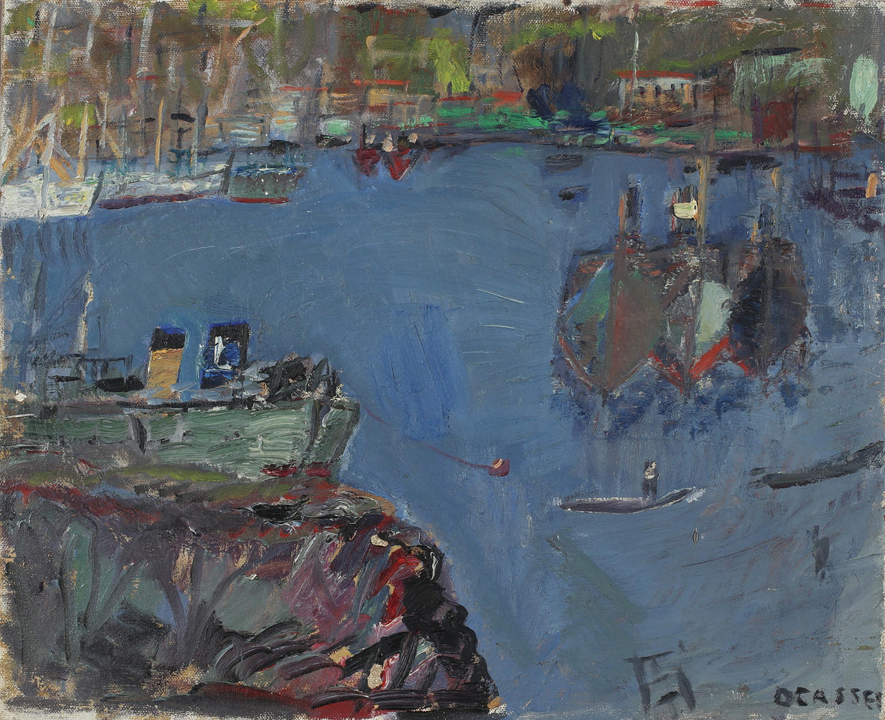 DAGNY CASSEL. Marina, oil on canvas, signed.