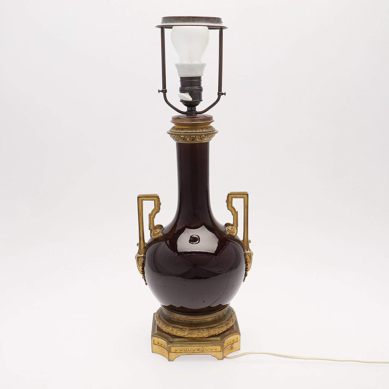 TABLE LAMP, empire style, porcelain and bronze.