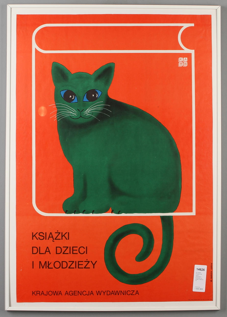 AFFISCH, "Ksiazki dla dzieci i mlodziezy", illustration av Hubert Hilscher 75.