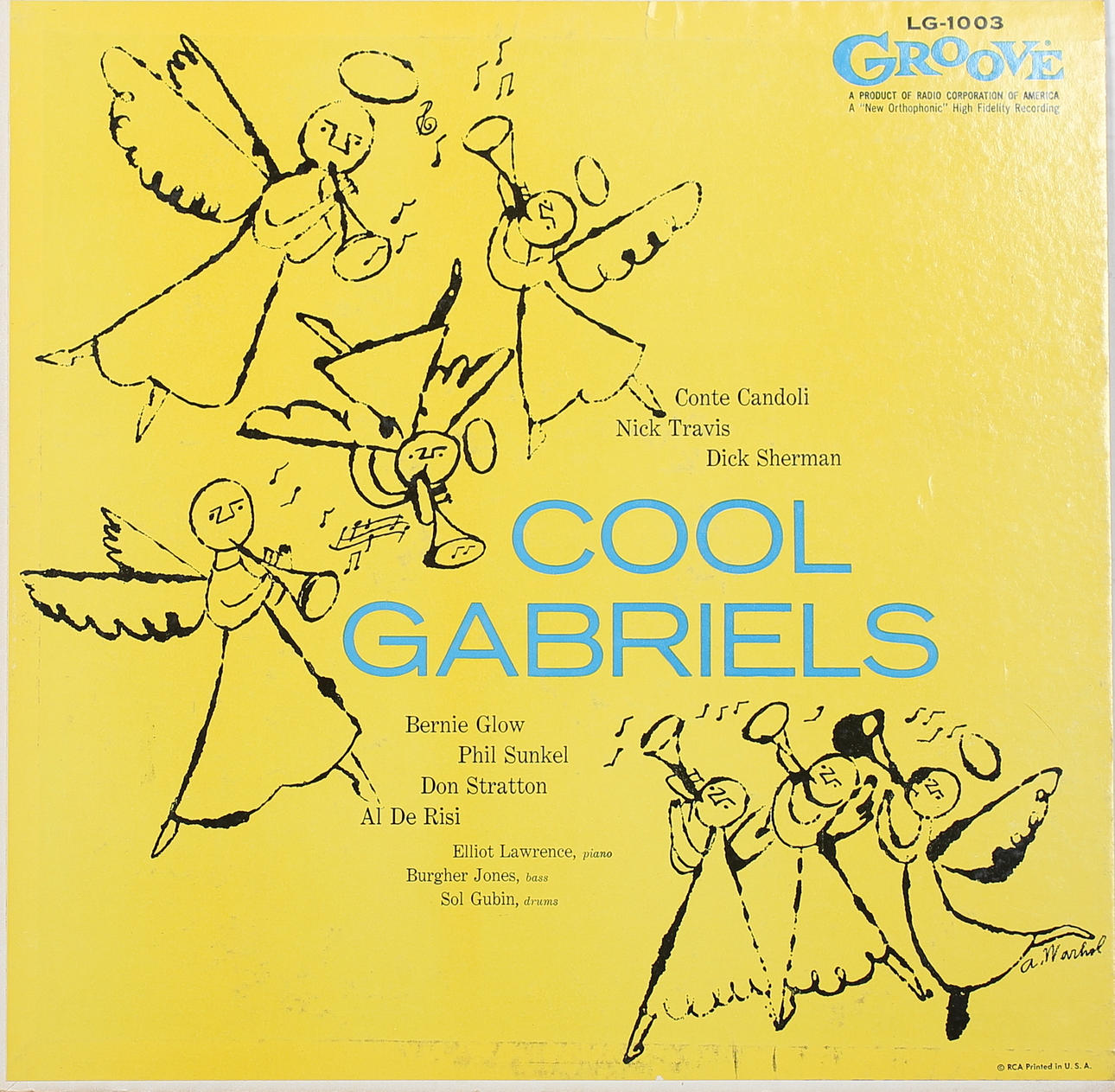 ANDY WARHOL. LP omslag. Cool Gabriels, 1956.
