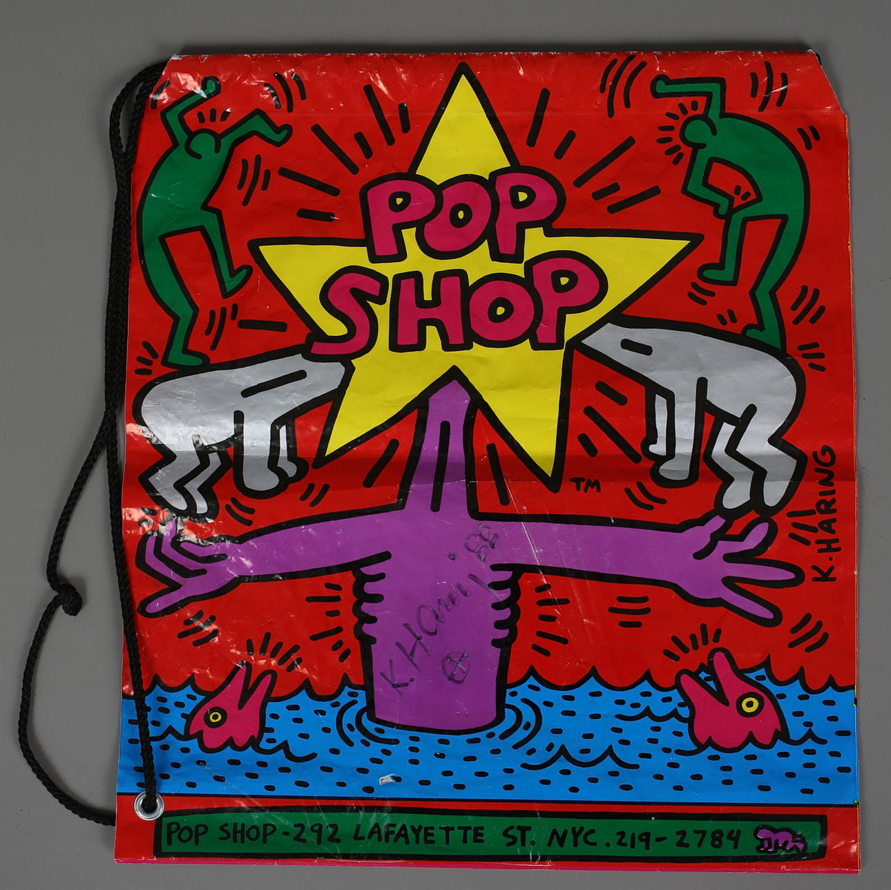KEITH HARING. Pop Shop. Plastpåse. Handsignerad K Haring och daterad -88.