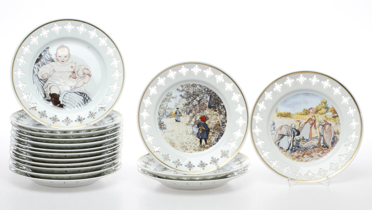 SAMLARTALLRIKAR 16 st, porslin, motiv av Carl Larsson, Bing & Gröndahl.