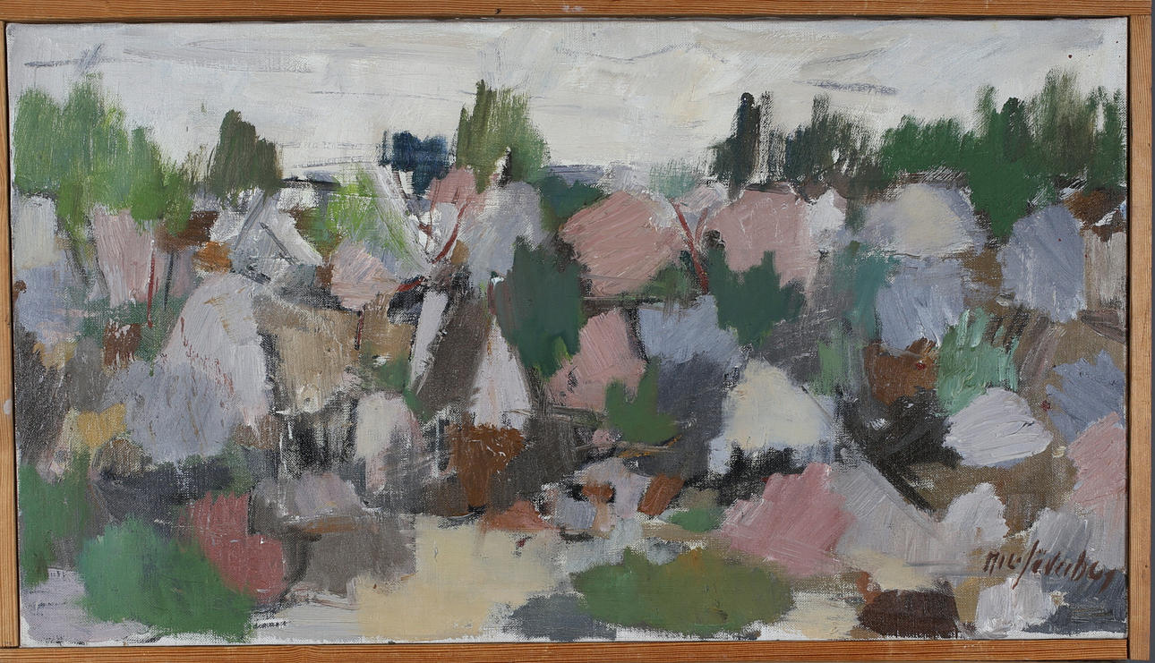 NILS SÖDERBERG. "Sten och ris", olja på duk, signerad.