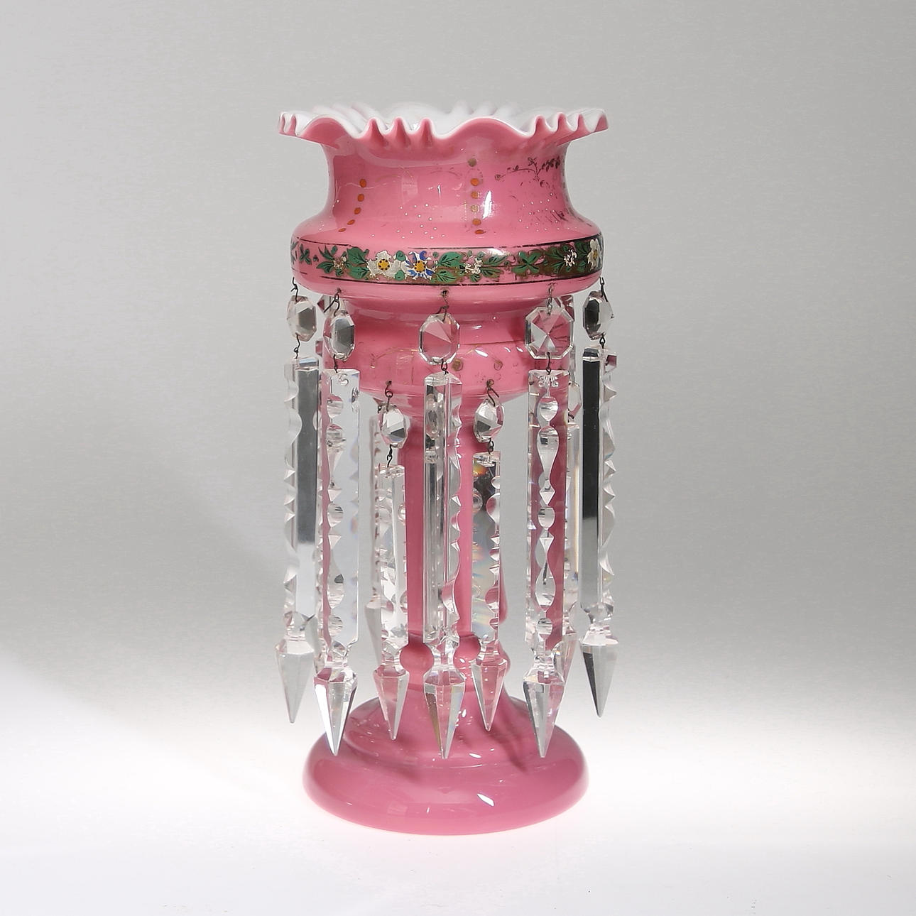 LYSTERVAS, glas med prismor, England, 1800-tal.