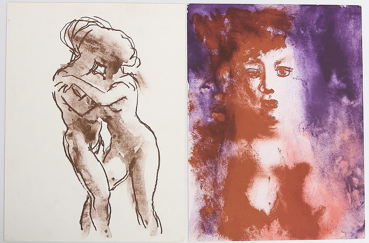 Peter Dahl, 2 st färglitografier, 1987, ej signerad.