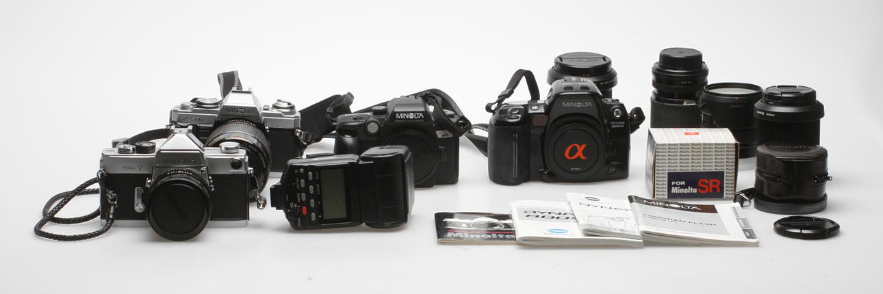 KAMERAHUS, OBJEKTIV samt BLIXT, Minolta, Sony och Vivitar.