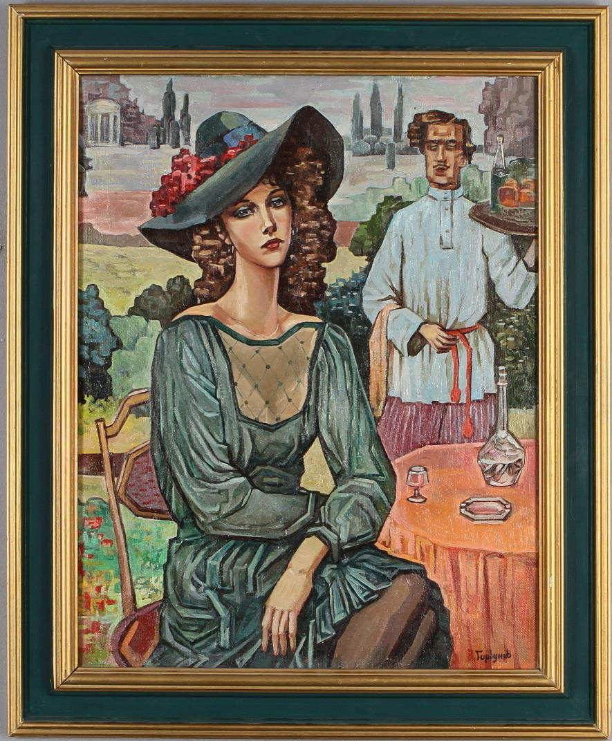 OKÄND KONSTNÄR. "Semester i Krim", olja på duk, bär signatur.