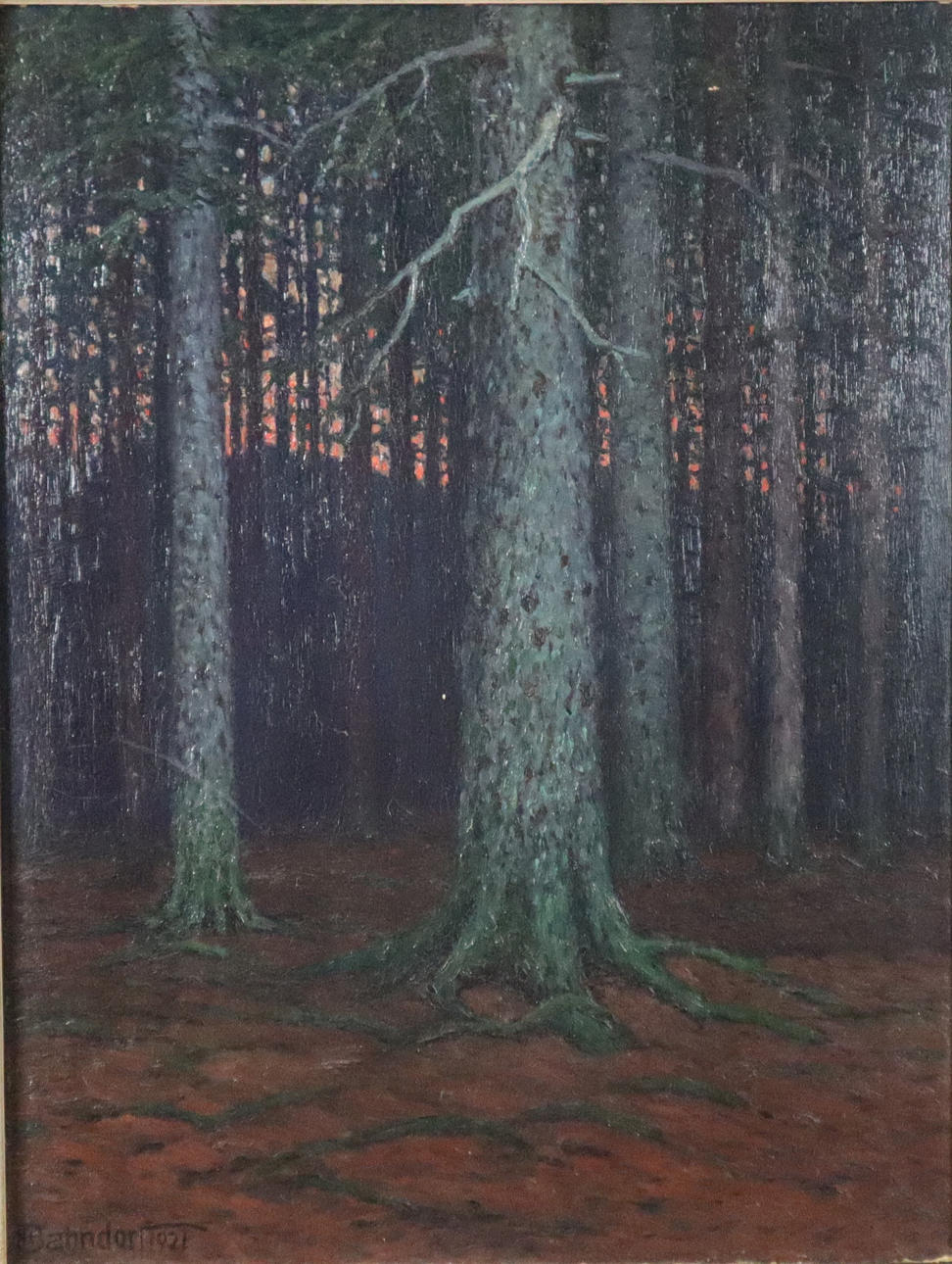 - BAHNDORF, HERIBERT. Walddickicht, Öl auf Karton.