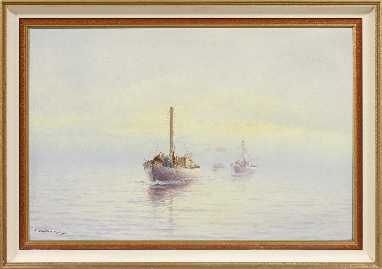 THERESIA SANDSTRÖM. Fiskebåtar, sign o dat 1923.