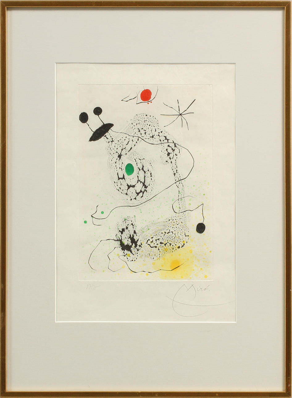 JOAN MIRÓ. Etsning, akvatint, torrnål och carborundum. Signerad och numrerad 17/75.