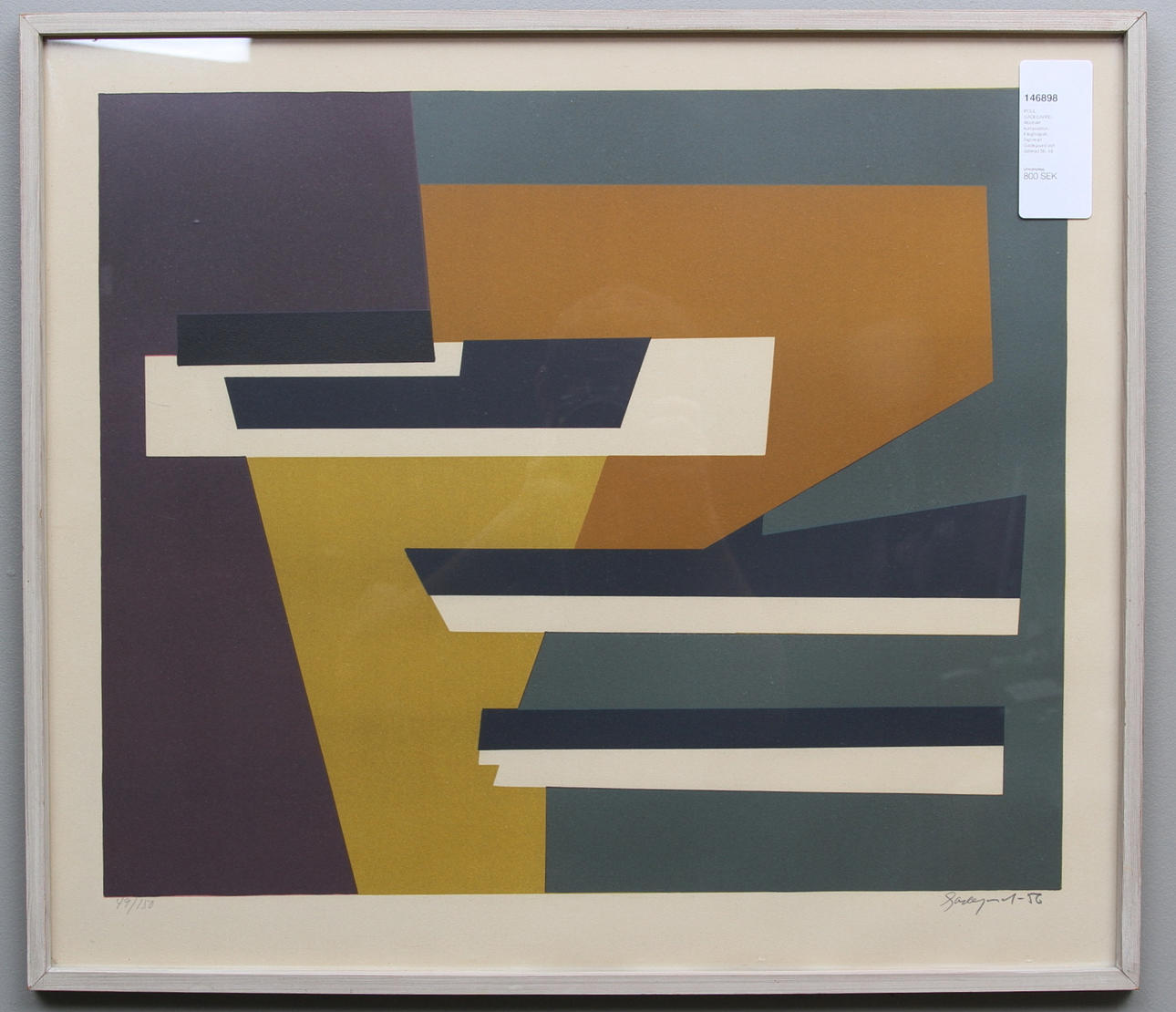 POUL GADEGAARD. Abstrakt komposition. Färglitografi. Signerad Gadegaard och daterad 56.