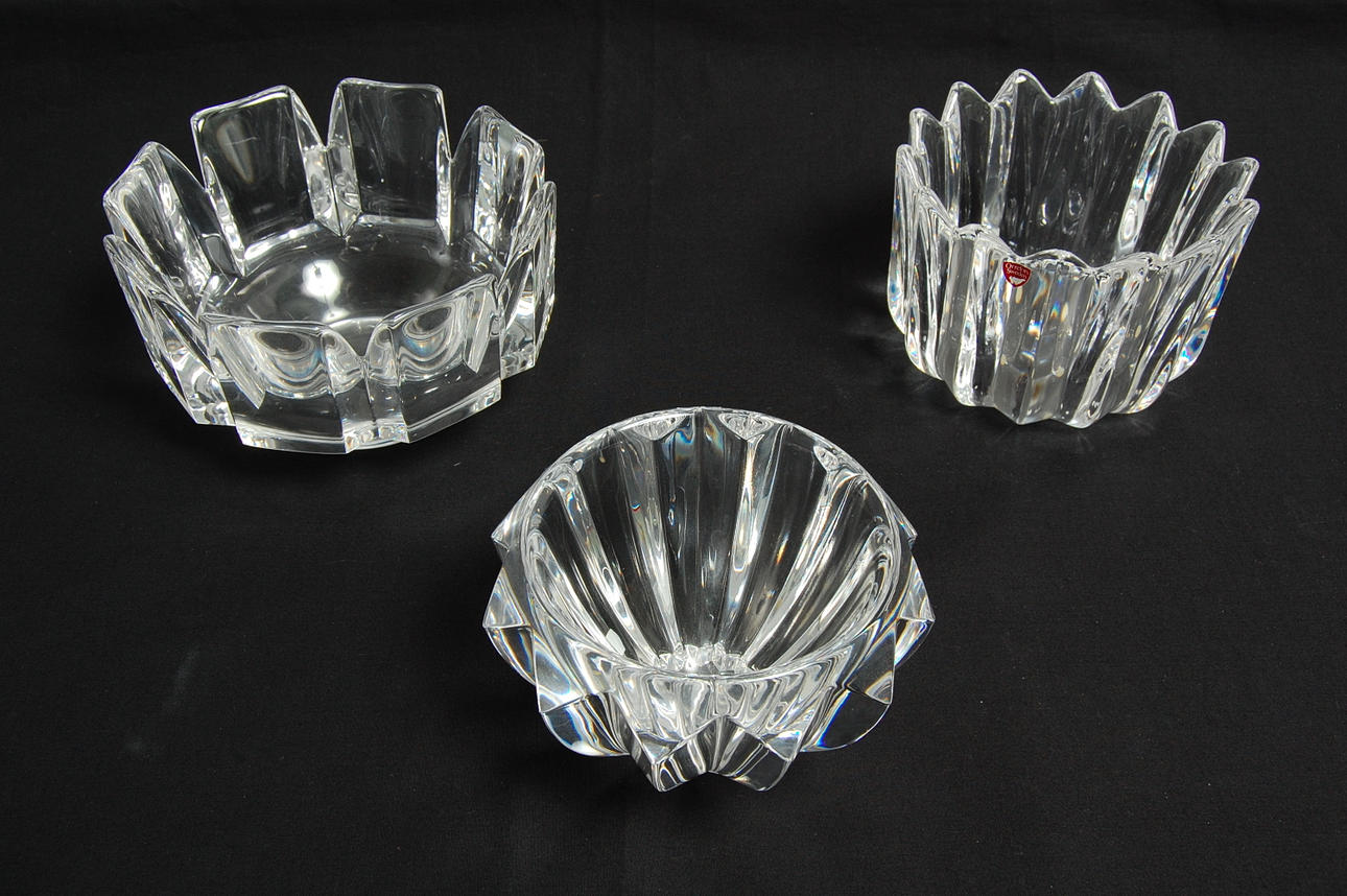 SKÅLAR, 3 st, glas, Orrefors.