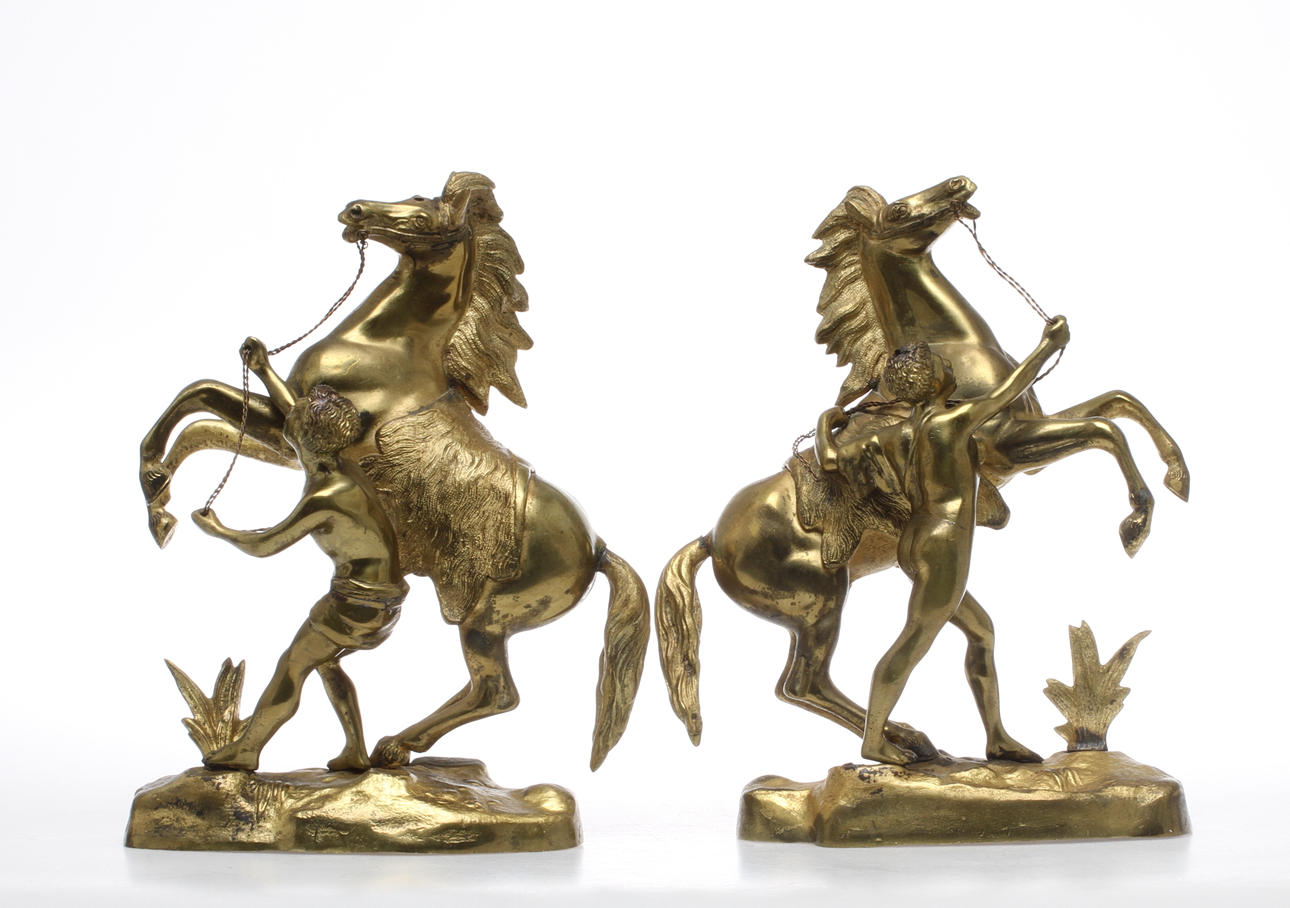 SKULPTURER, 2 st, modeller av Marly hästarna.
