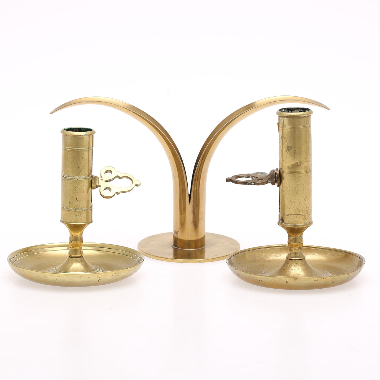 CANDLE STICKS, brass, 3 pcs, including LILJAN.