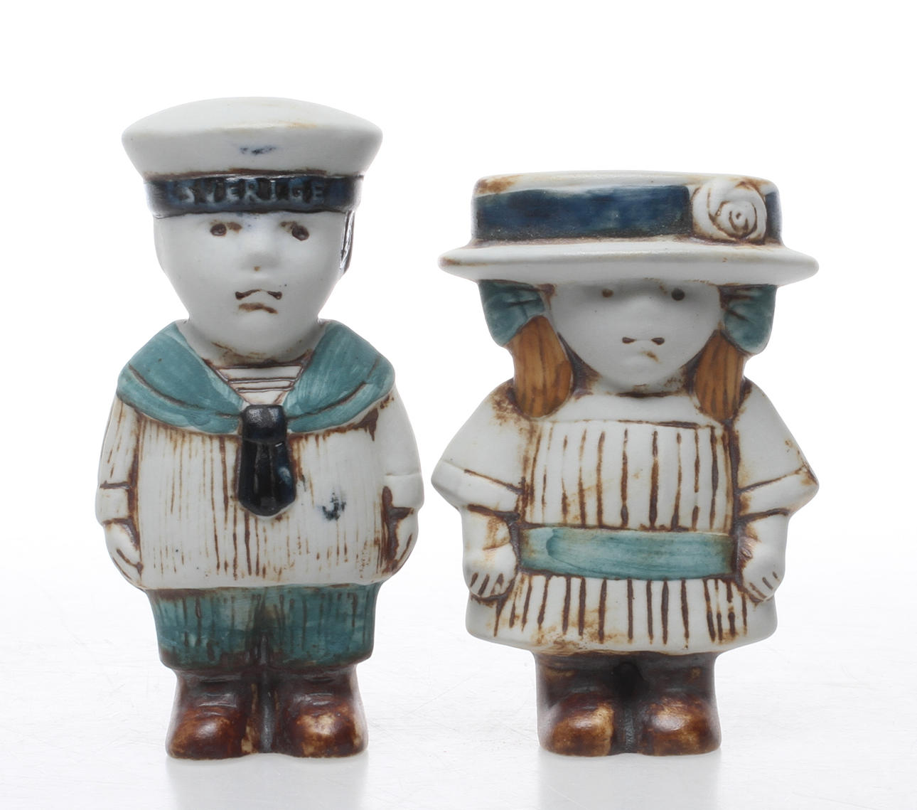 FIGURINER, 2 st, stengods, ur serien Sekelskifte, Lisa Larsson, Gustavsberg.