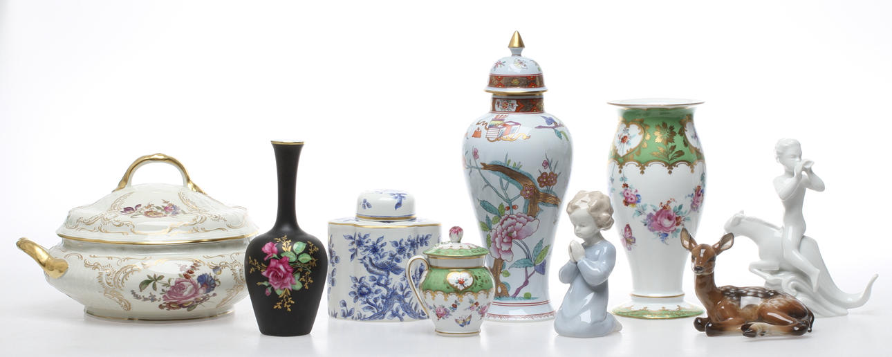 PARTI PORSLIN, , bla. Rosenthal, Dresden & Herend.