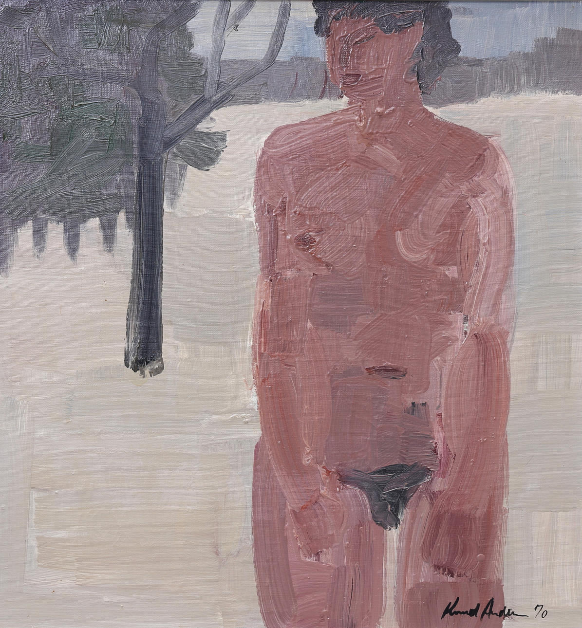 KNUD ANDERSEN. "Snow after sauna", oil on canvas, signed, dated - 70.