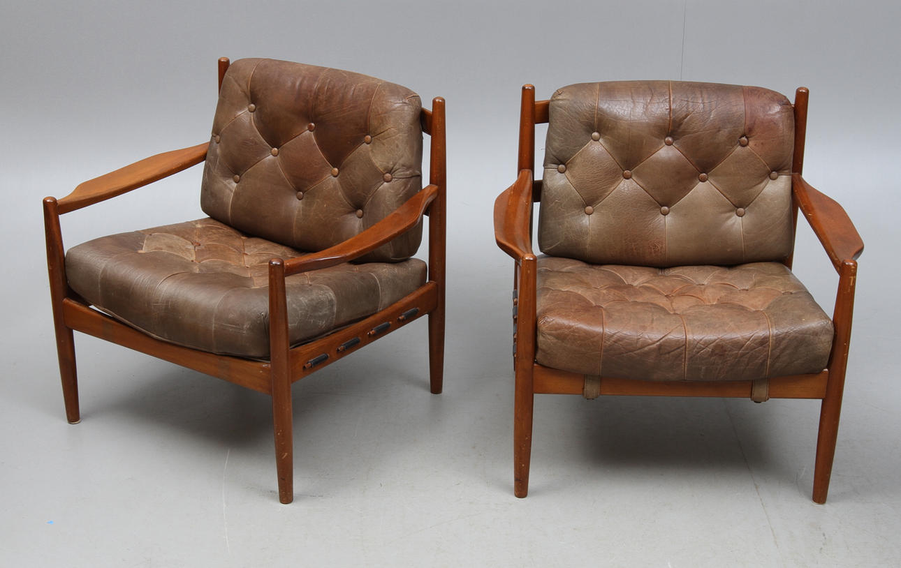 FÅTÖLJER, ett par, "Läckö", OPE, Ingemar Thillmark, 1900-talets andra hälft.