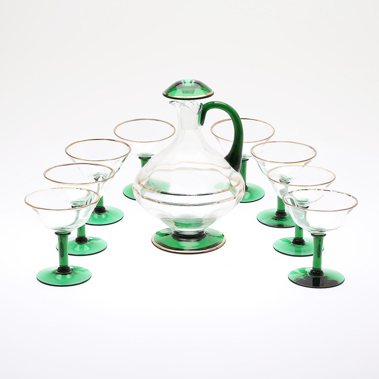 LIKØRSÆT, 9 dele, glas, midten af 1900-tallet.