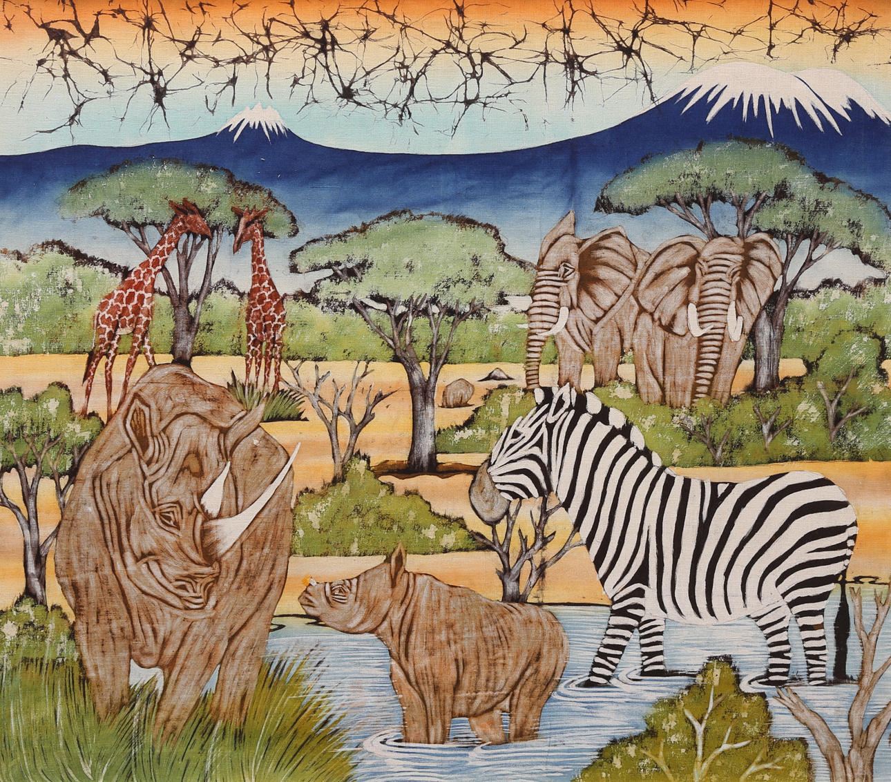 TEKSTILPANEL, batiktryk, Afrika, 1970'erne/80'erne.