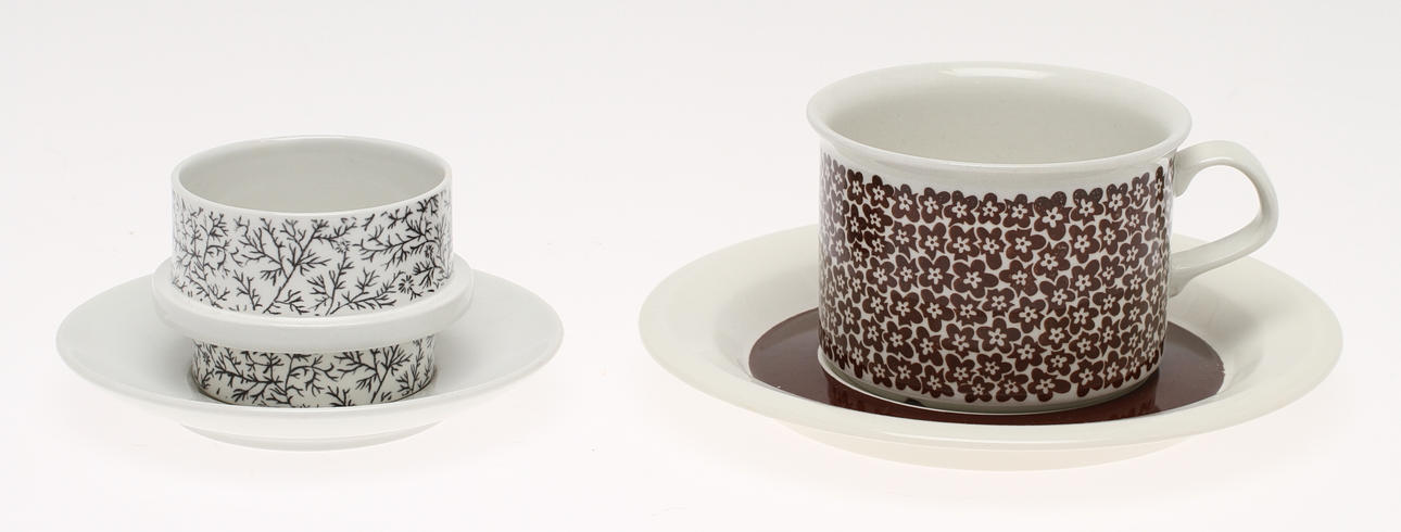 KAFFEKOPPAR med fat, 6 + 6 st, Arabia.