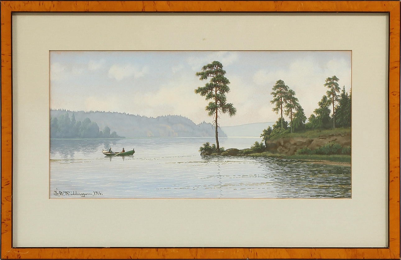 J L RIDDARSPORRE. gouache, signerad och daterad 1916.