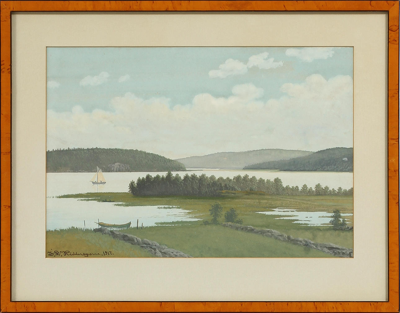 J L RIDDARSPORRE. gouache, signerad och daterad 1917.