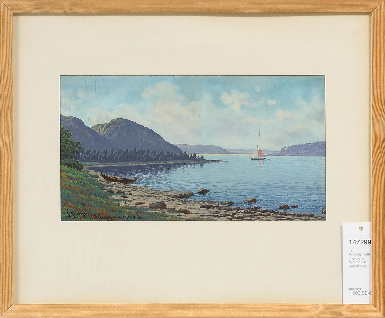 J L RIDDARSPORRE. gouache, signerad och daterad 1926.