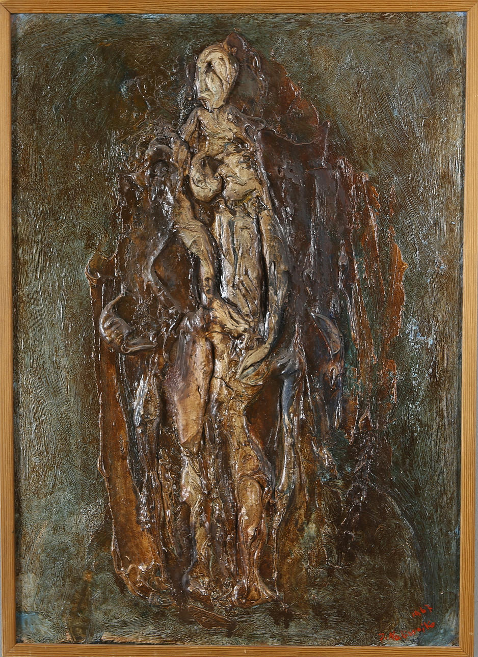 JAN NALIWAJKO. Composition, mixed media, signed and dated 1967.