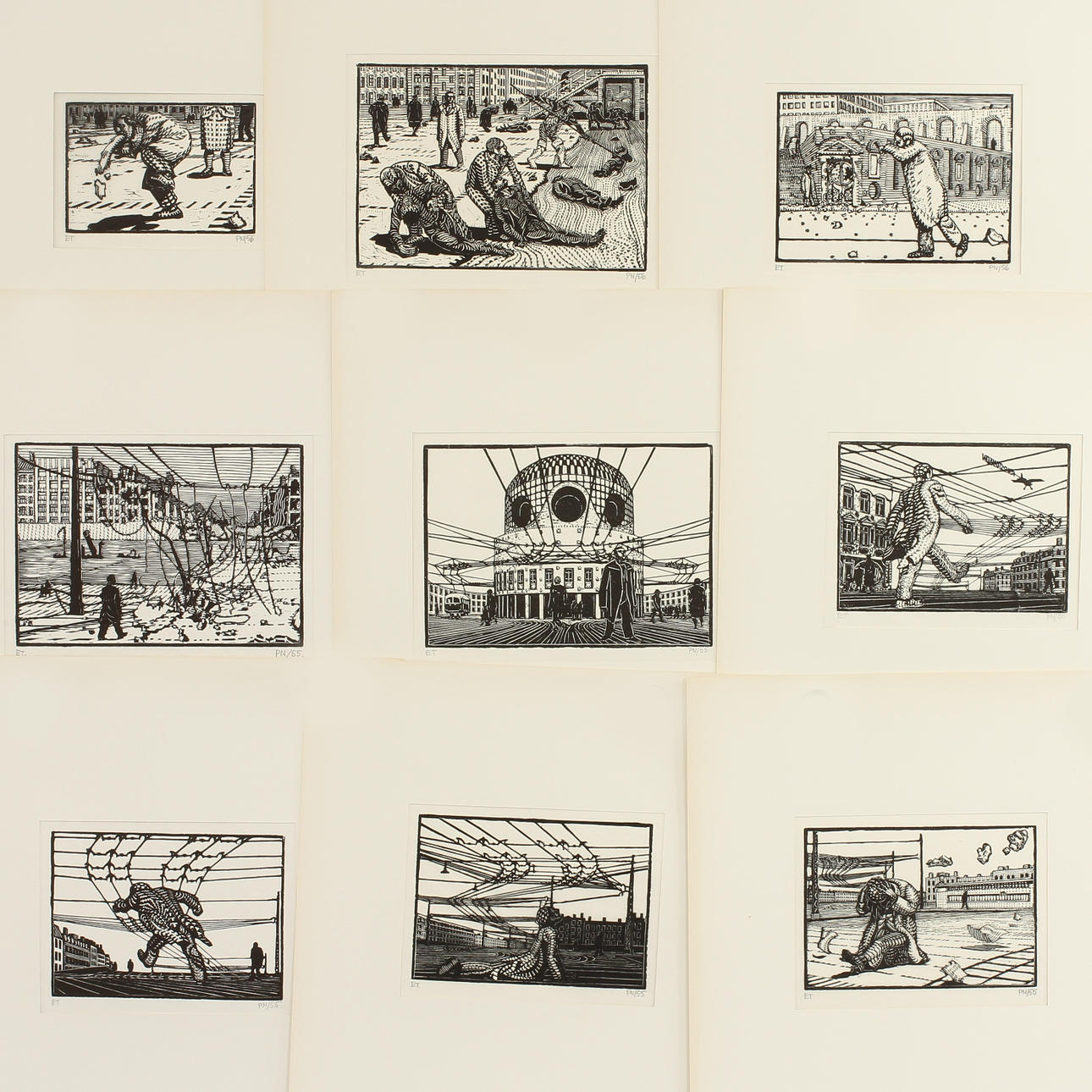 PALLE NIELSEN. "Orfeus og Eurydike". Linoleumsnitt, 53 st. Signerade och daterade 56-59 samt numrerade EA.